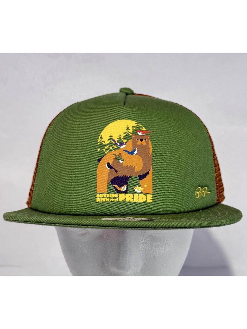 REI Outside with Pride Trucker Snapback Hat Cap birds Bear Outdoors OSFM